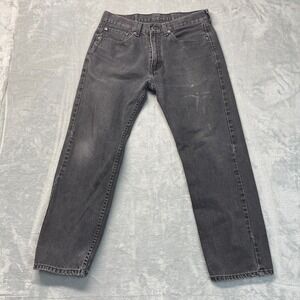 Levis 505 Jeans Mens 34x30 (33x28) Black Denim Dark Wash Red Tab Straight Leg